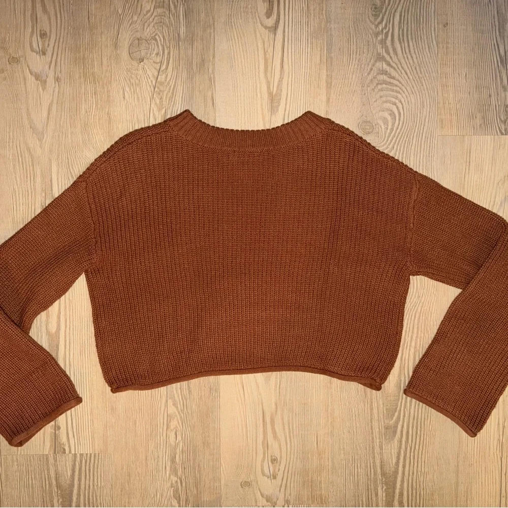 Rust Orange Cropped Knit Sweater M